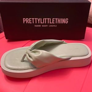 Sage green Ruched Toe Thong Chunky Sandals